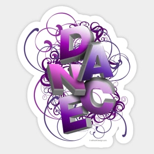 3D Typographic Dance and Ballet Design (Summer) Sticker